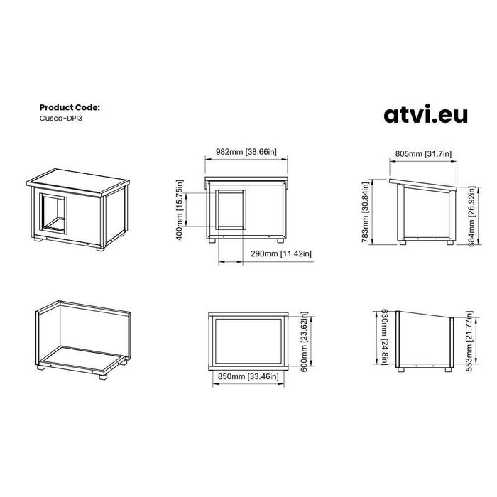 Cusca Caine Panouri Metalice Izolate Termic, Imposibil De Ros, Acoperis Rabatabil, 3 Marimi, Optionale Diverse, Fabricat in Romania, Garantie 24 luni