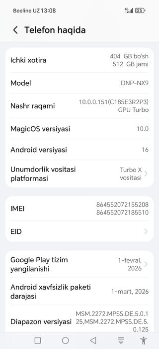 Honor 400 pro 12/512