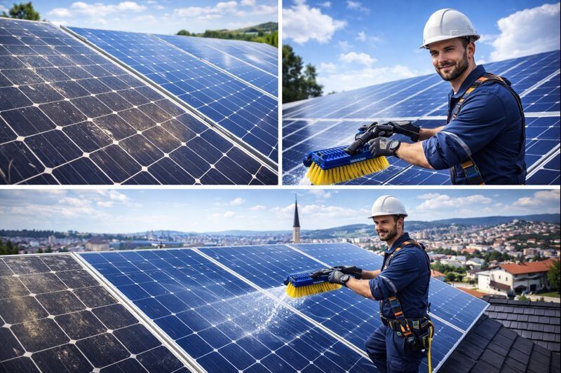 Întreținere panouri fotovoltaice spălare pereți și acoperișuri