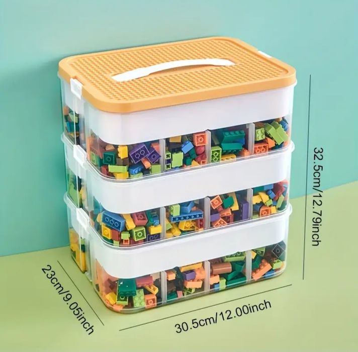 Кутия за съхранение на Lego органайзер за Lego части на 3 нива