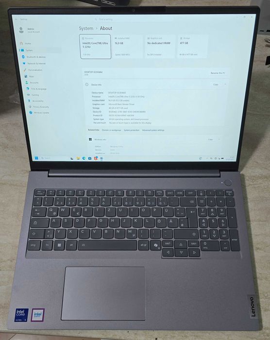 Lenovo Thinkbook 16 G8 IRL intel ultra 5 225U 16Gb 512Gb