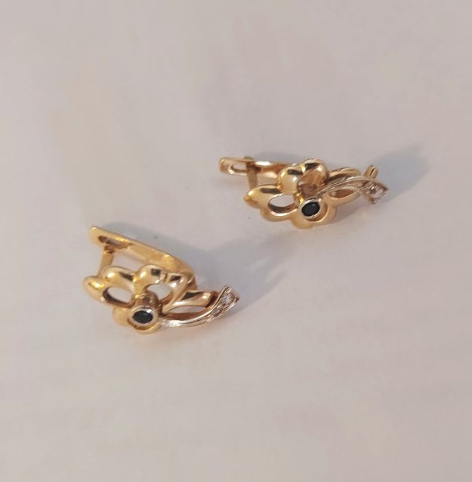 Серьги лимонное золото 585 пробы