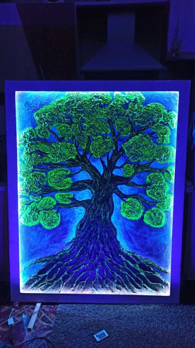 Pictura decoratiune 3D iluminata cu led colorat diferite marimi