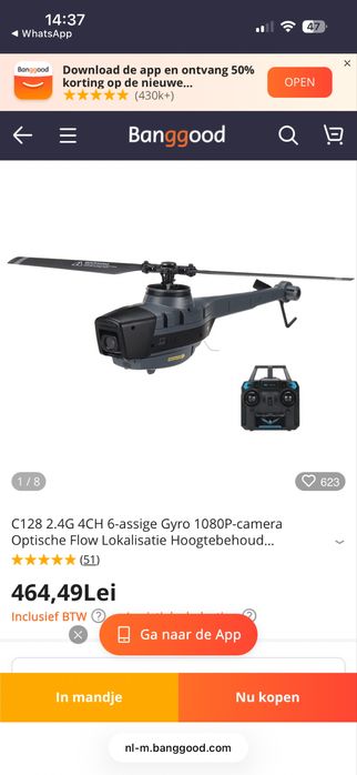 Dronă elicopter C128 cu  cameră HD 1080P