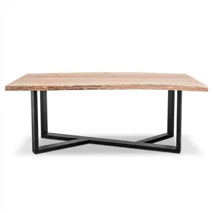 Masă premium de dining sau birou cu blat de lemn inclus și picior metalic central negru MSV055