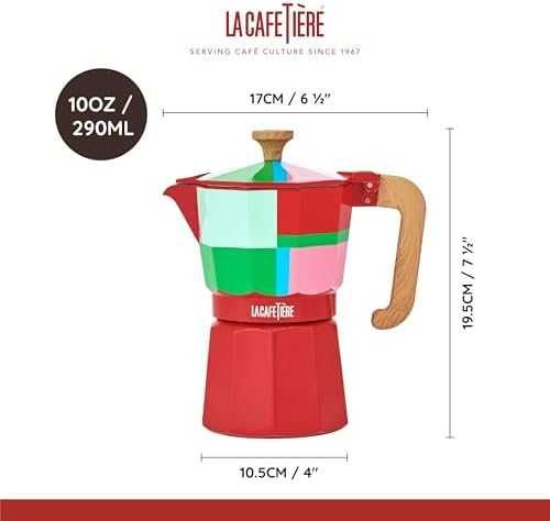 Нова Кафеварка за еспресо 6 чаши 290 мл moka pot алуминий за котлон с дървена дръжка
