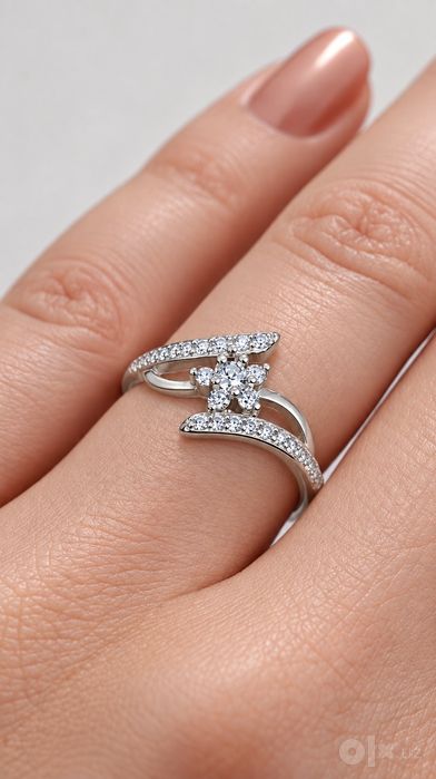 Необычное серебряное кольцо Серебро 925 не темнеет