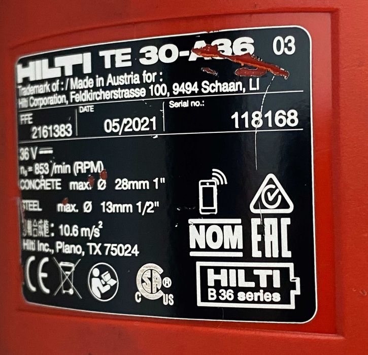 Hilti TE 30-A36 ATC/AVR - Безчетков акумулаторен перфоратор 2x36V 5.2A