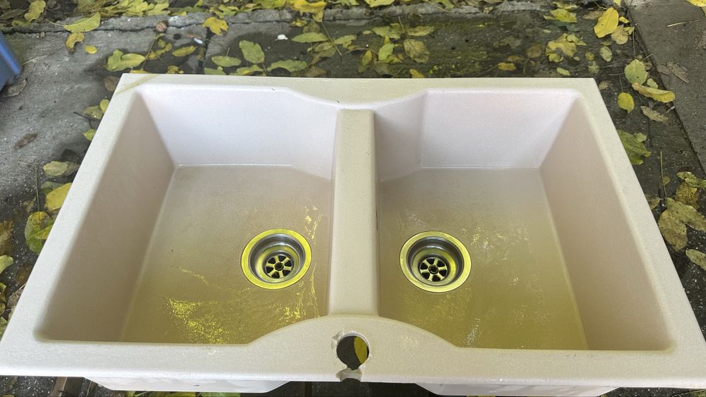 Vand chiuveta dubla din ceramica - crem