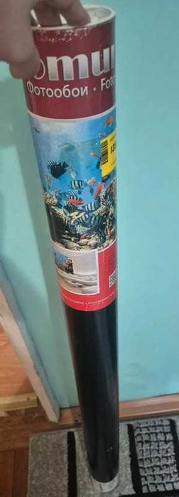 Fototapet duplex nou cu model acvariu mulți pești 254 x 184 cm