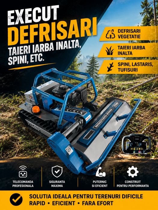 Execut defrisari robotizate iarba inalta, spini, tufisuri, lastaris