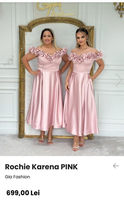 Rochie de satin roz pudră