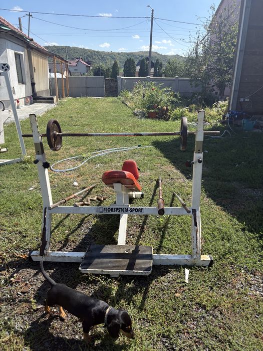 Aparat fitness multifuncțional, bancă de forță pentru bara olimpică, da și pentru gantere simple