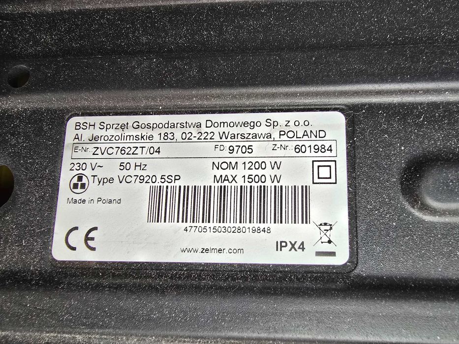 Прахосмукачка Zelmer Aquawelt Plus ZVC762ZT (с проблем / за части)