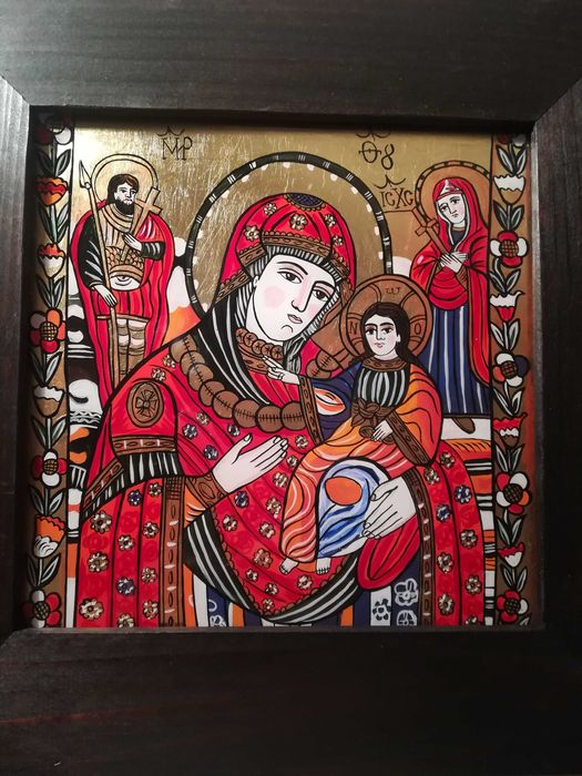 Icoana pe sticla, pictată manual