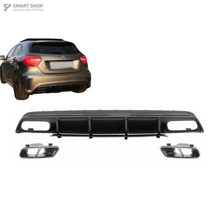 Difuzor Bara Spate cu Ornamente Evacuare Mercedes A-Class W176 (2013-2