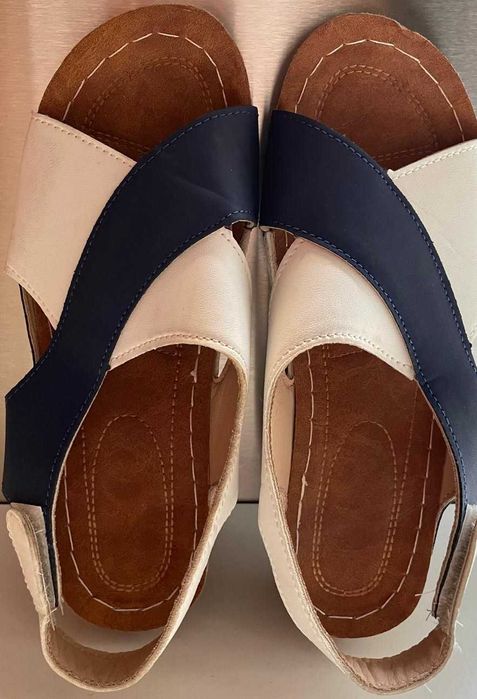 Sandale dama alb_albastru nr 37