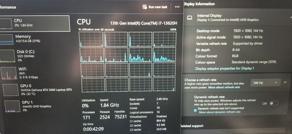 Laptop gaming HP Victus i7 13620H 4.9GHz 16GB DDR5  RTX 5060 144Hz