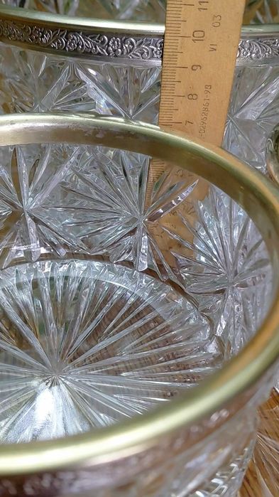 Хрусталь Вазы с мельхиоровым ободком