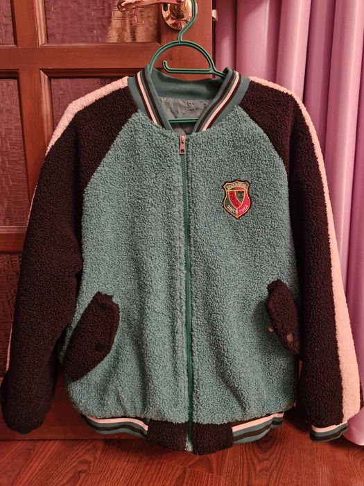 Бомбер тедди в зелёном цвете