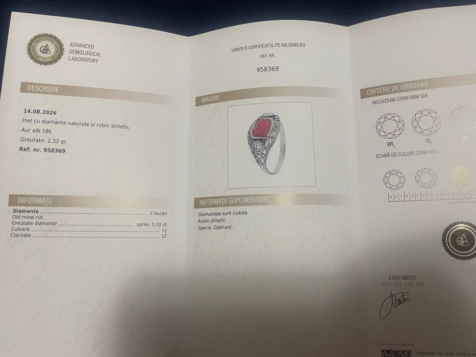 Inel din aur de 18k cu diamante naturale  de 0,32ct si rubin