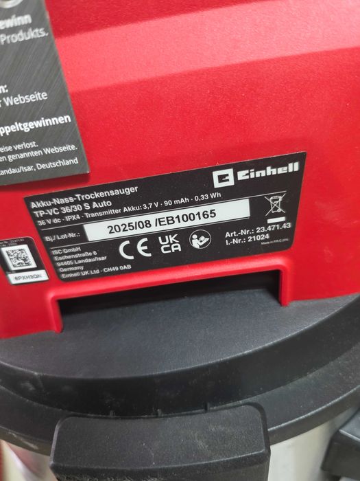 Aspirator fara fir Einhell TE-VC 36/30 S Auto Power X-Change pentru umed/uscat