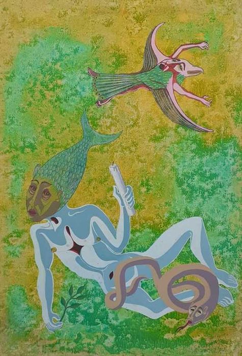 Tablou vechi - semnat ilizibil - datat 1980