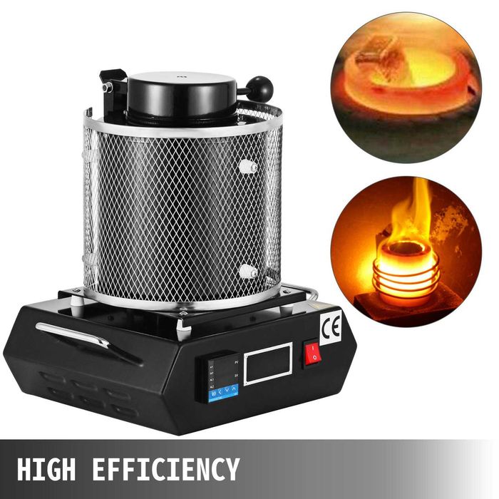 Cuptor electric de topit metale pretioase 1350W 3 kg creuzet ceramic temperatura max 1150 C control PID pentru aur argint cupru aluminiu