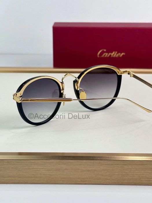 Ochelari de Soare Cartier CT0014S Noi Full Box  Gold/Black