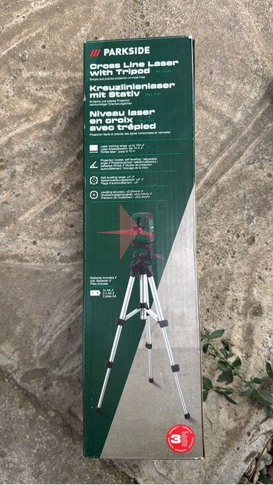 Nivela laser Parkside cu linii in cruce si trepied, PKLL 10 B4 - NOUA