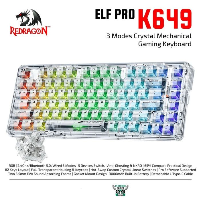 Беспроводная Механическая Клавиатура Redragon ELF PRO