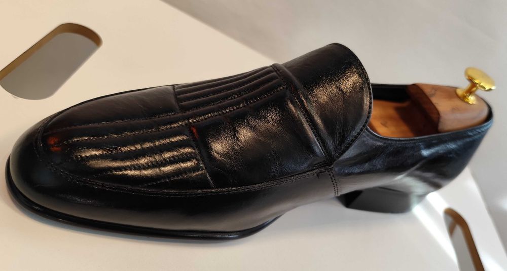 Pantofi loafer penny 44 de lux HUMANIC NOI lucrati manual piele naturala negru
