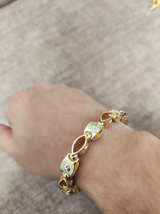 Lanț și brățară placate cu aur 18k model versace