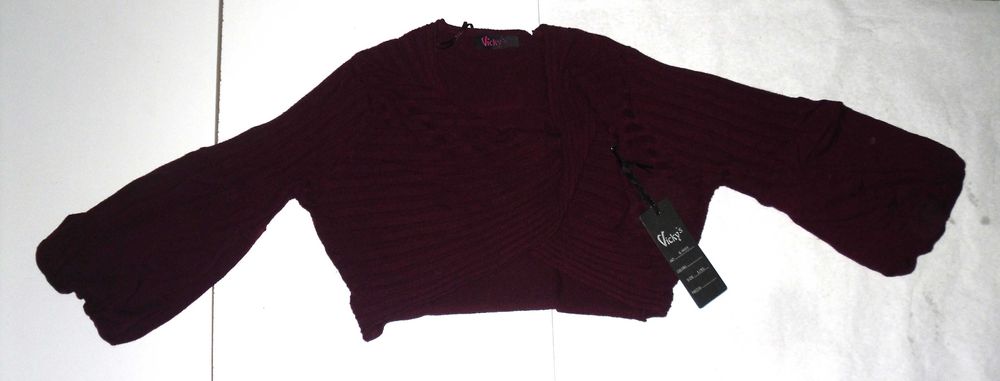 bolero tricotat visiniu M cardigan
