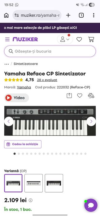Orga yamaha reface cp noua