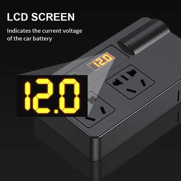 Invertor Incarcator telefoane, tablete, auto 80W/200W 12V/24V la priza 220V Inverter de putere. Sursa alimentare auto cu conversie 4 multi-USB Rapide.