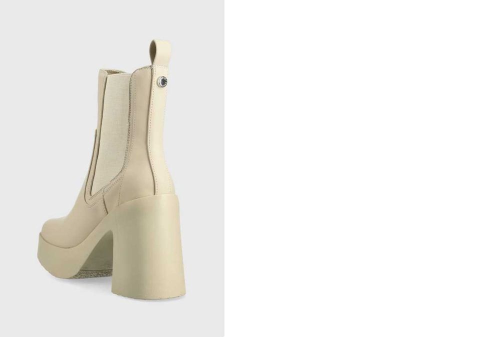 Модерни боти челси Steve Madden Climate в бежово с висок ток, 40 номер