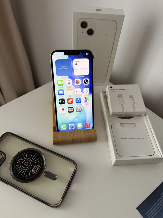 iPhone 13 Alb/Negru, 128Gb, Bat 100% Originala