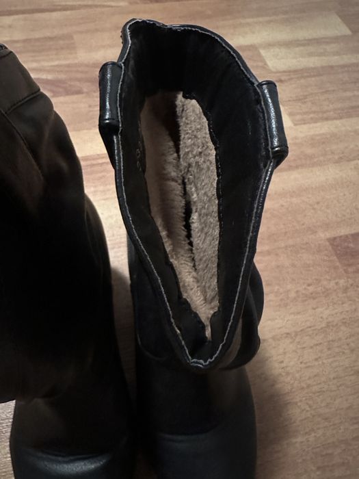 Botine cu toc, negru, cu blanita in interior, 38, ca noi