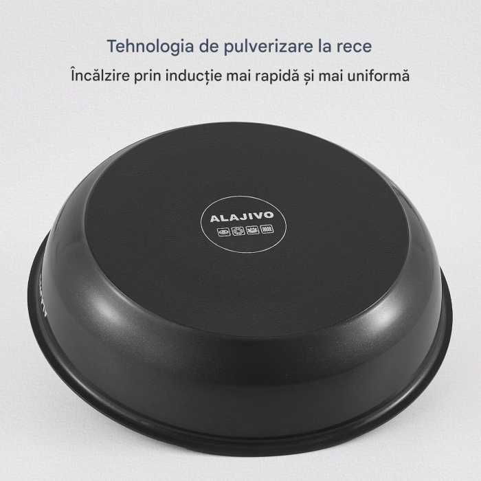 Set 3 tigăi cu mâner detașabil 20/24/28cm ceramică antiaderentă Inducție & cuptor - Alajivo