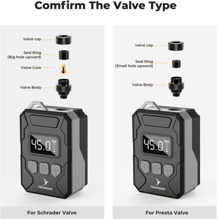YOUNGDO 150PSI мини помпа за велосипед, мотор с дигитален манометър