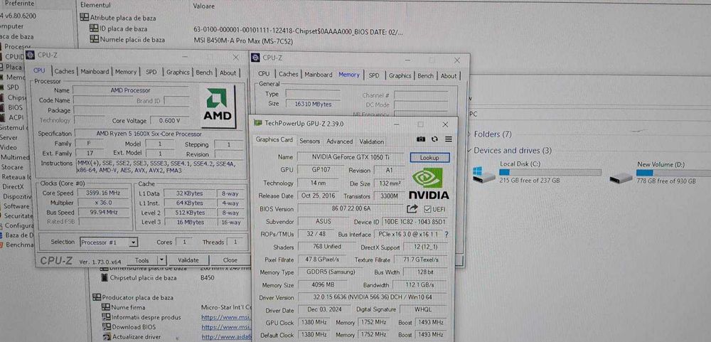 PC Gaming Ryzen 5 1600X/GTX 1050-4GB/16 GB DDR4/SSD+HDD/GTA5/CS GO,etc