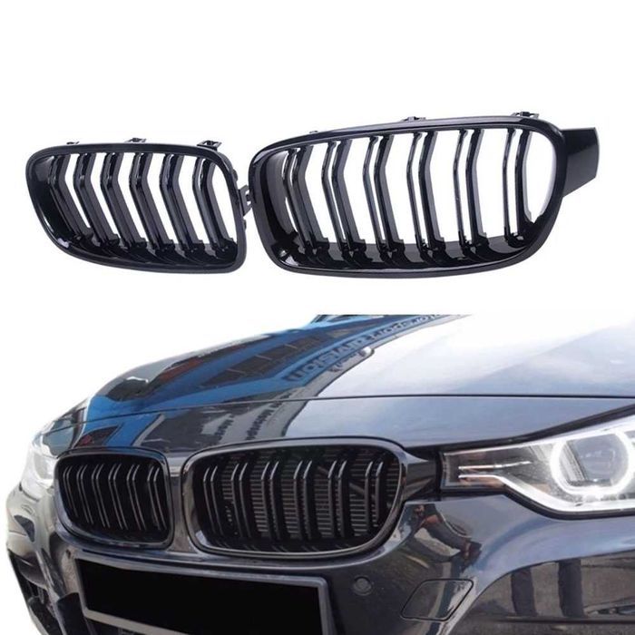 Set 2 grile duble M negru lucios BMW Seria 3 F30 F31 2012-2018