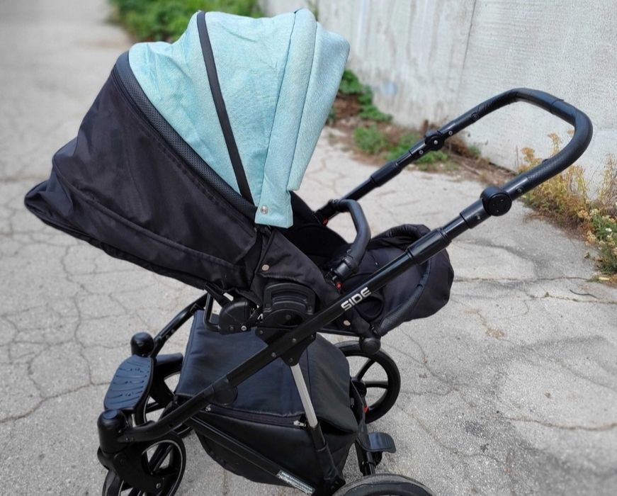 Комбинирана бебешка количка 3 в 1 , алуминиева рама, Riko side mint