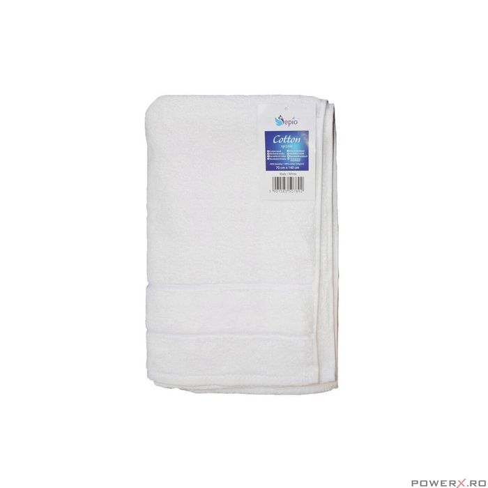 Prosop de baie din bumbac Premium, 70x140 cm, pufos, moale, alb, Sepio