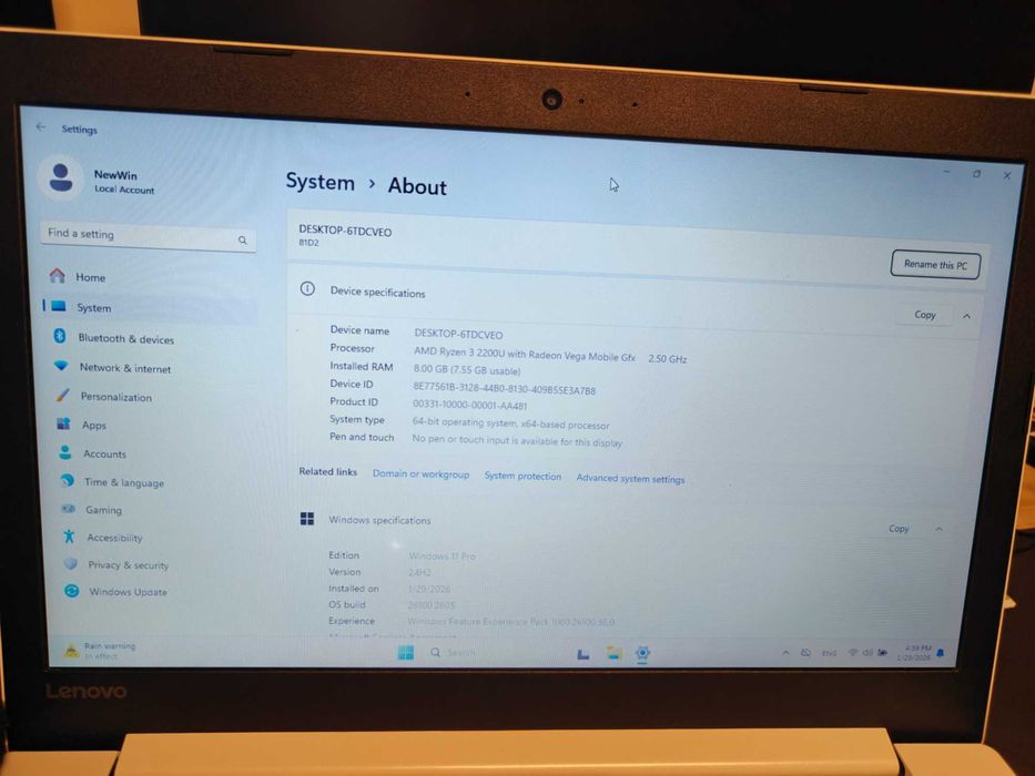 Lenovo IdeaPad 330-15ARR | Ryzen 3 | 8GB RAM | Radeon Vega