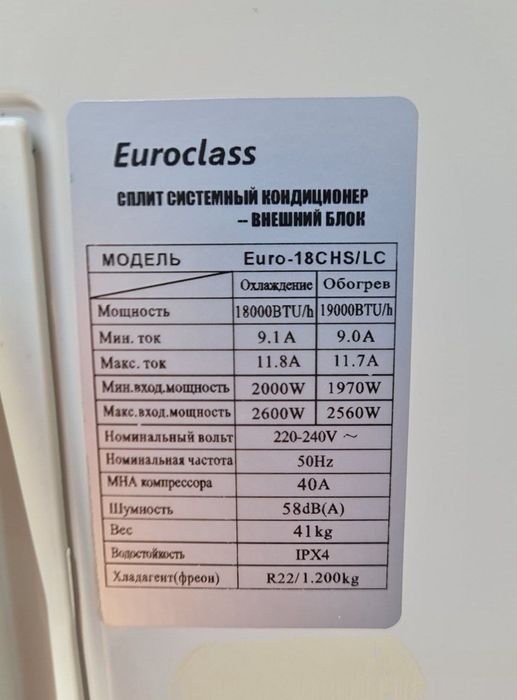 кондиционер EUROCLASS 18