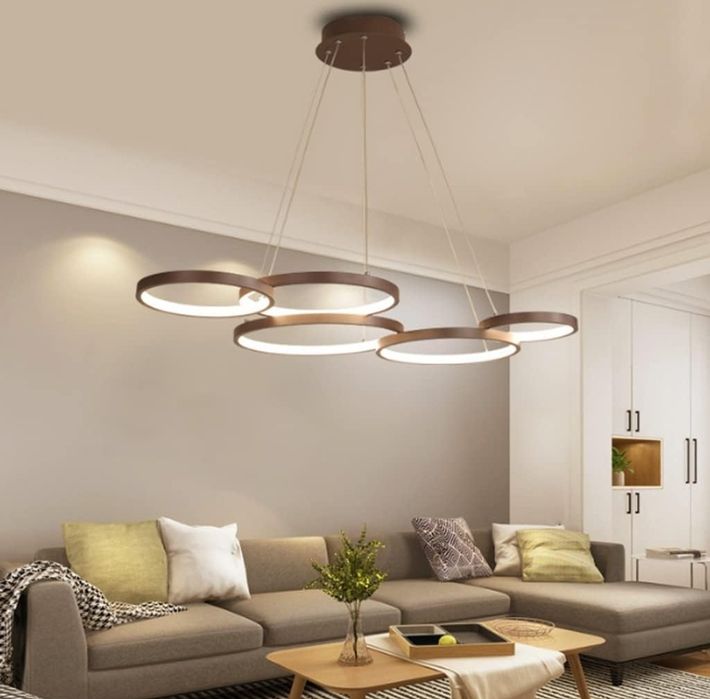 Висяща лампа Модерна LED 88W цвят кафе  лед Димируема с дистанционно