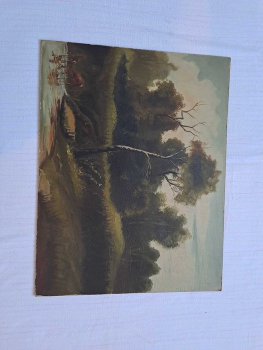 tablou vechi pictura romaneasca 51/40 cm semnat datat 1965