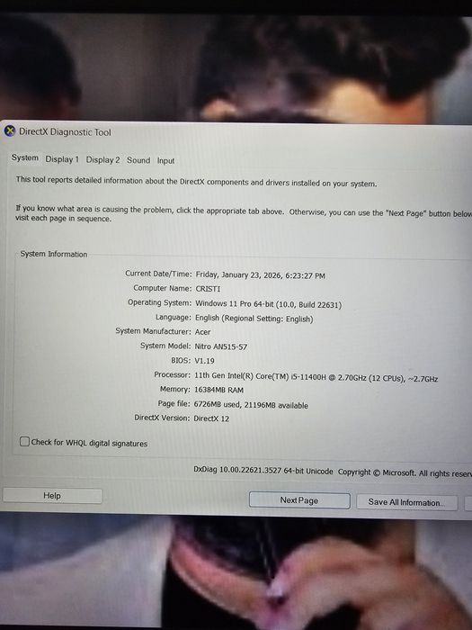 Laptop gaming acer nitro 5